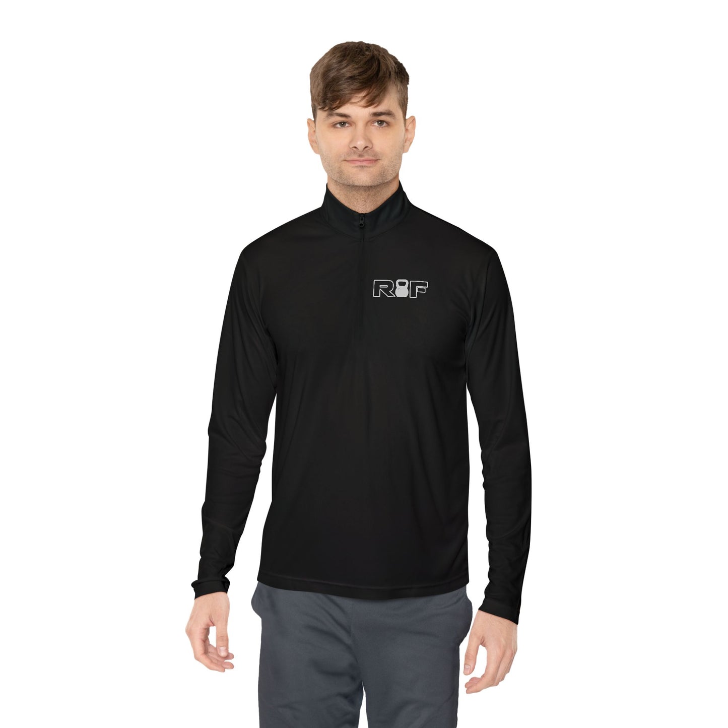 RF Minimalist Light Grey Logo Quarter-Zip Pullover