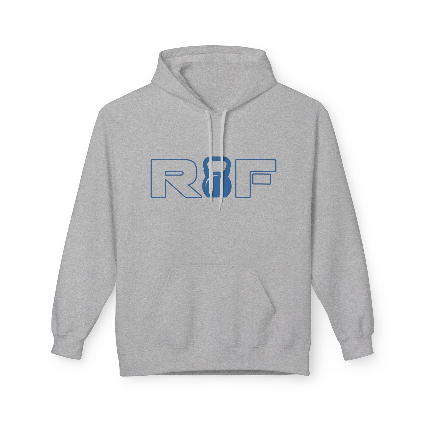 RF Kettlebell Logo Blue Minimalist Outline White Hoodie