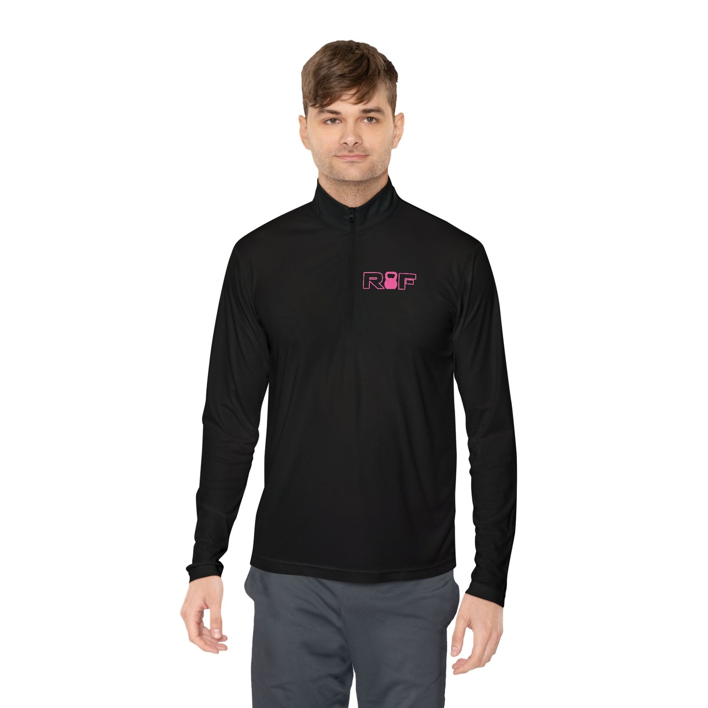 RF Minimalist Pink Logo Quarter-Zip Pullover