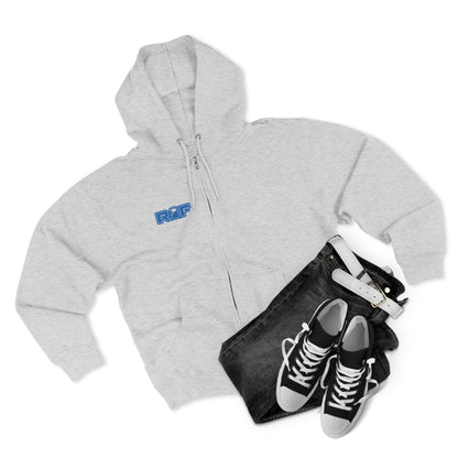 RF Blue Logo White Full-Zip Hoodie