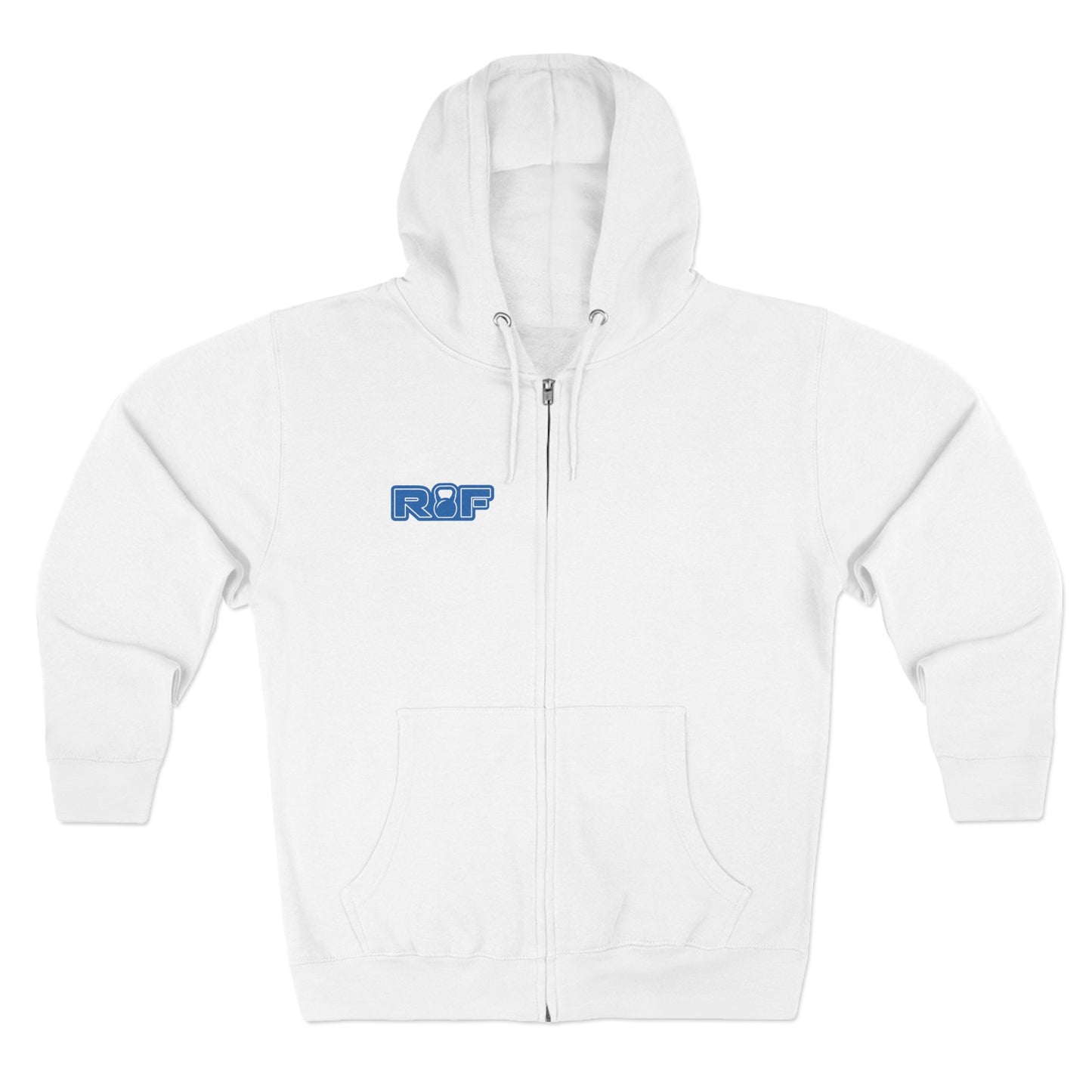 RF Blue Logo White Full-Zip Hoodie