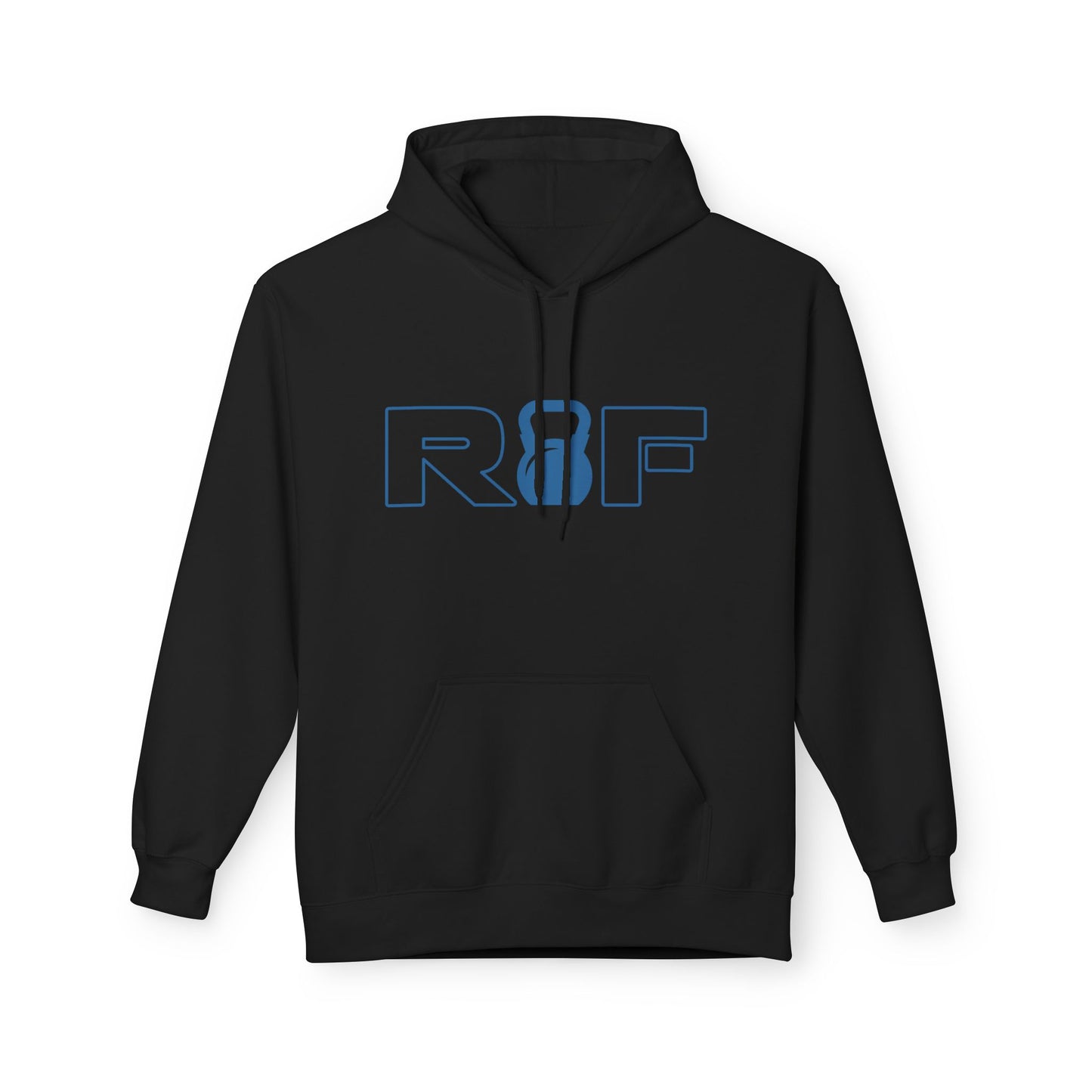 RF Kettlebell Logo Blue Minimalist Outline White Hoodie
