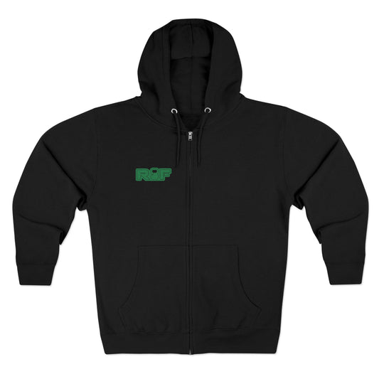 RF Green Logo Full Zip Black Hoodie