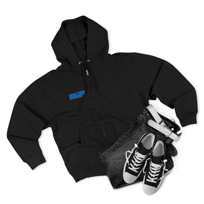 RF Blue Logo White Full-Zip Hoodie
