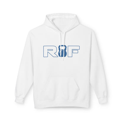 RF Kettlebell Logo Blue Minimalist Outline White Hoodie