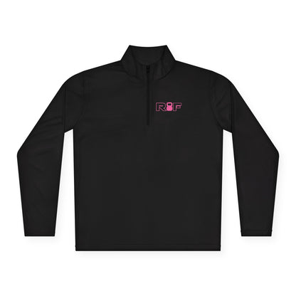 RF Minimalist Pink Logo Quarter-Zip Pullover