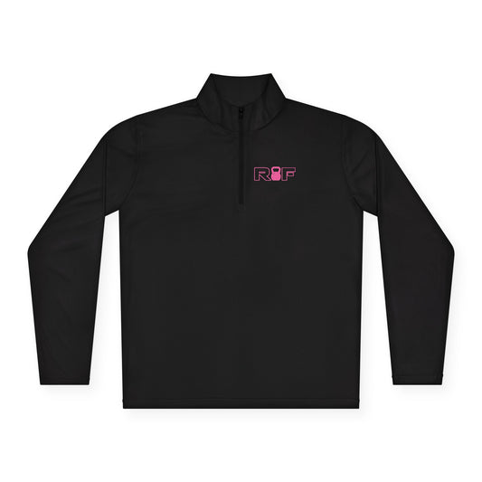 RF Minimalist Pink Logo Quarter-Zip Pullover