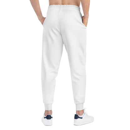 RF Blue Kettlebell Minimalist Logo White Athletic Joggers
