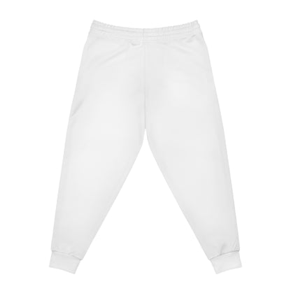 RF Blue Kettlebell Minimalist Logo White Athletic Joggers