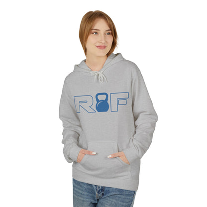 RF Kettlebell Logo Blue Minimalist Outline White Hoodie
