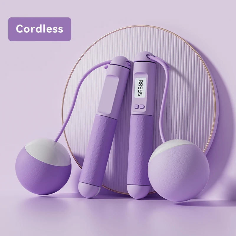Counting Jump Rope Ball Anti-Skid Handle Cordless Weighted Jump Rope for Home Use Portable Weight Loss for Indoor Outdoor